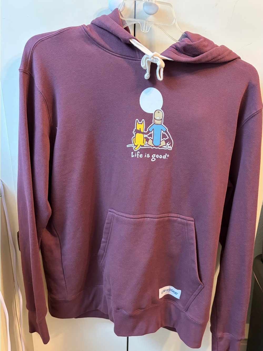 Men’s Life is Good Maroon Pullover Hoodie with Graphic